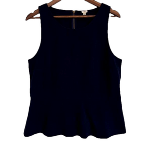 J. Crew Women’s Navy Blue Sleeveless Peplum/Smock with Back Zipper Size Large